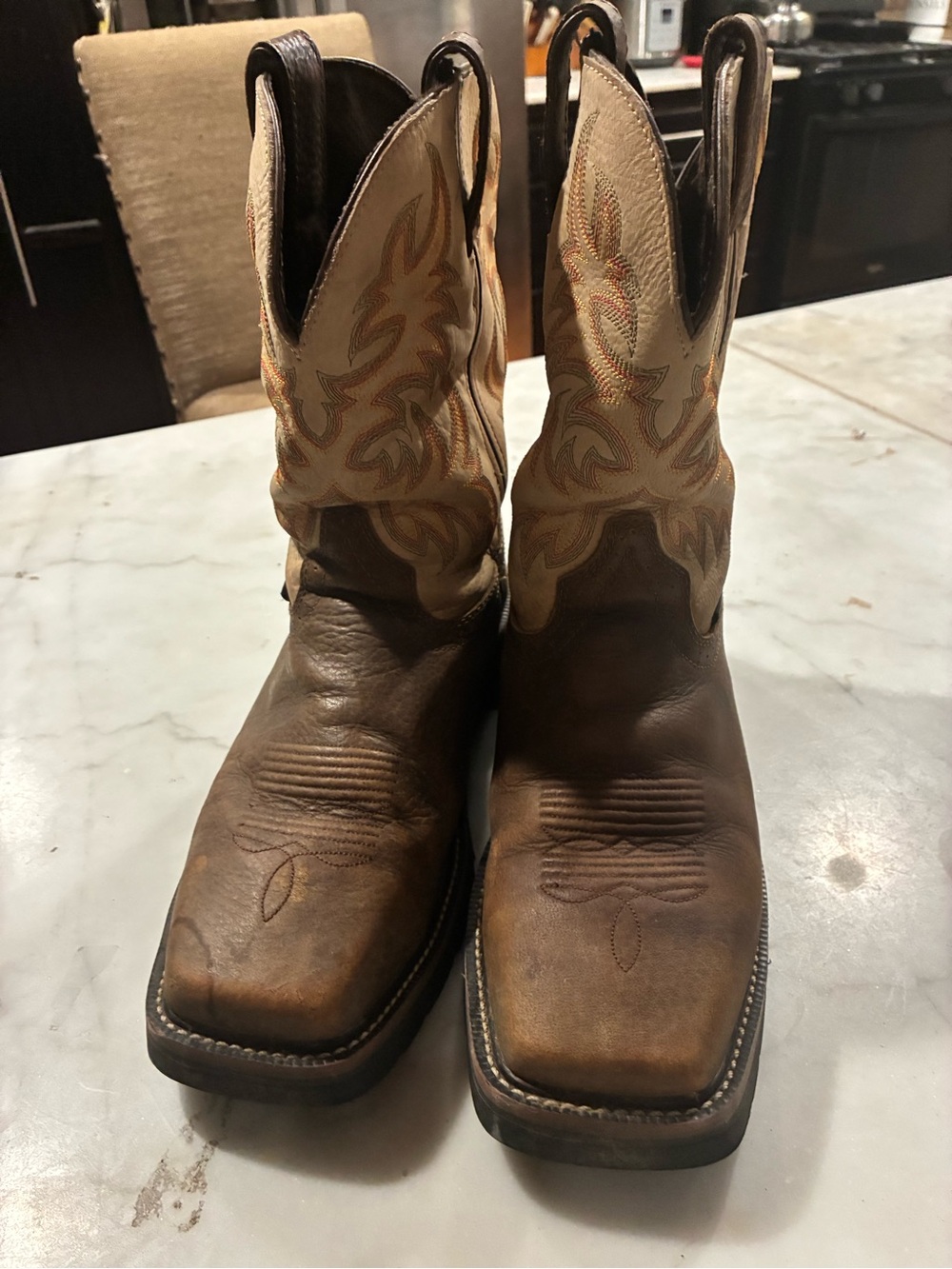 Men's Two-Tone Brown Andi Beige Western Cowboy Boots